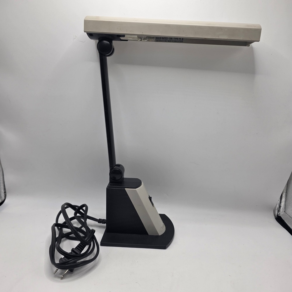 Ott-Lite Desk Lamp Black Grey Adjustable Task Light Vintage Craft Office